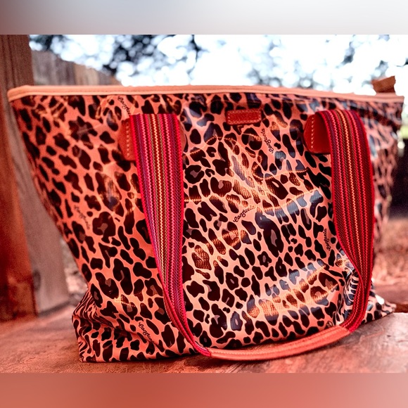 Consuela Blue Jag Zipper Tote | Leopard Print Travel & Beach Bag | Retired - Picture 3 of 17